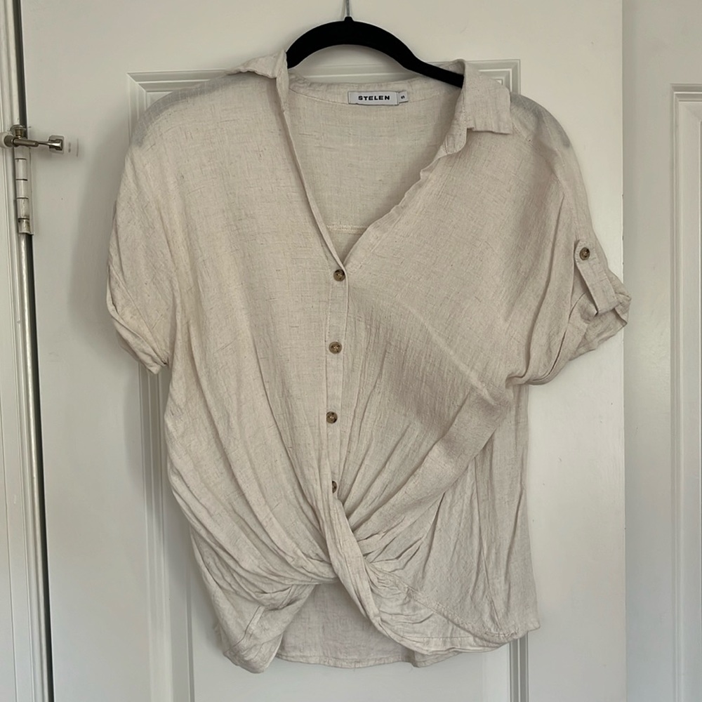 Stelen Linen Blend Lizzie Short Sleeve Top